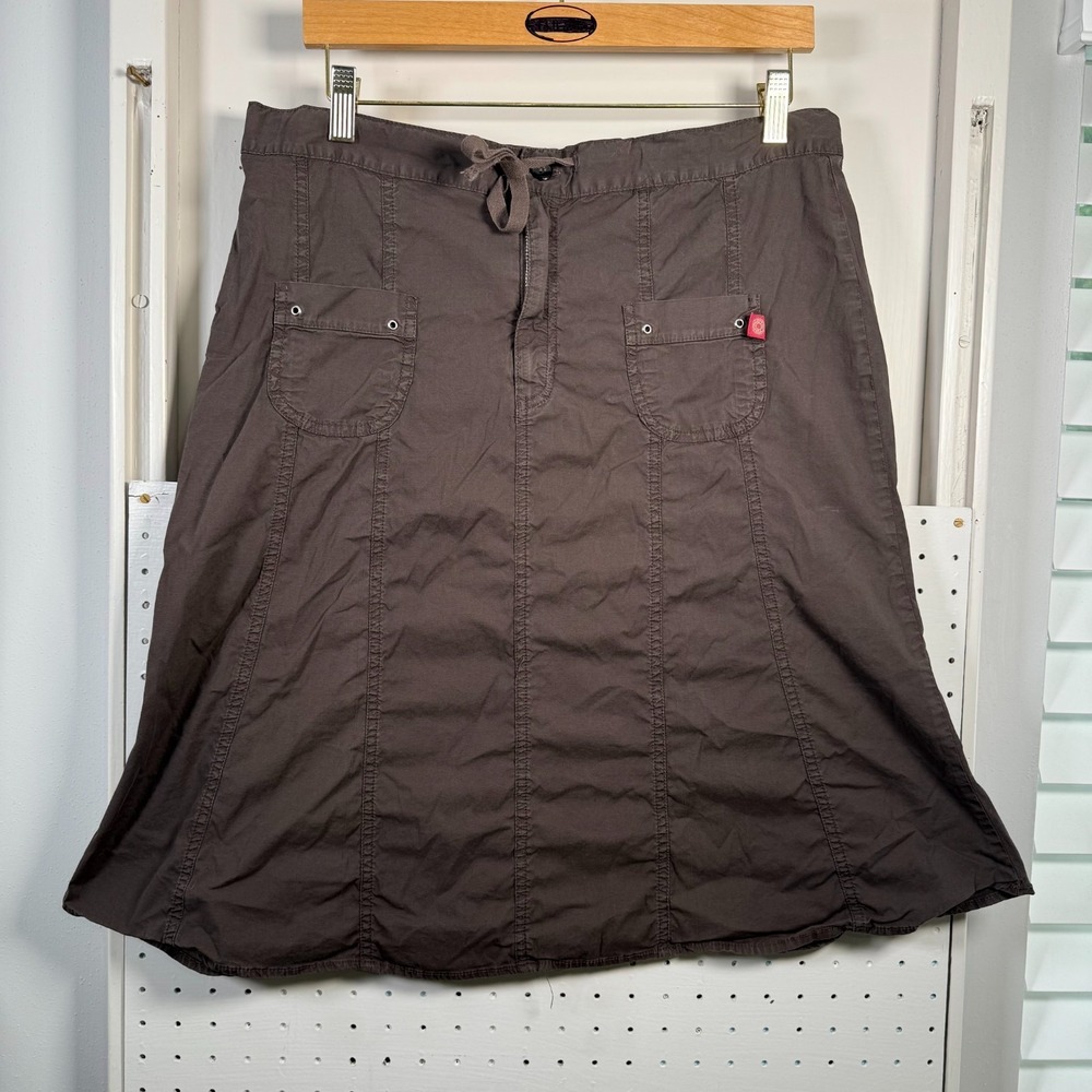 Vintage XCVI Wearables A-Line Cargo Skirt Brown Stretch Utility USA Made - Large